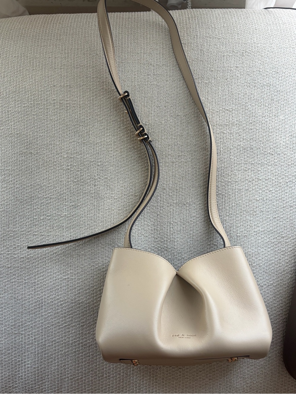 rag & bone Cream Leather Crossbody Shoulder Bag with Gold Accents